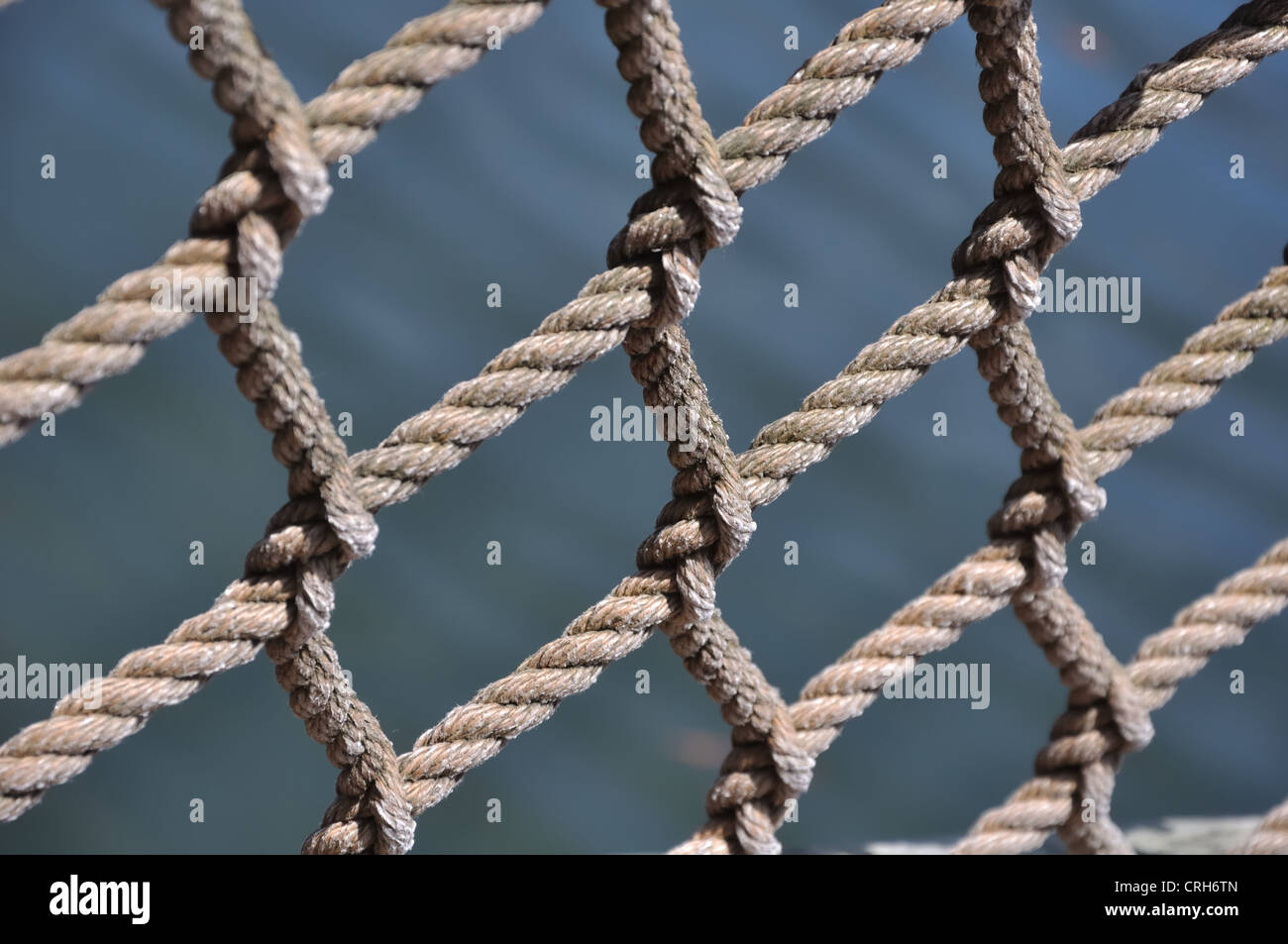 Hemp rope spliced to form a net Stock Photo