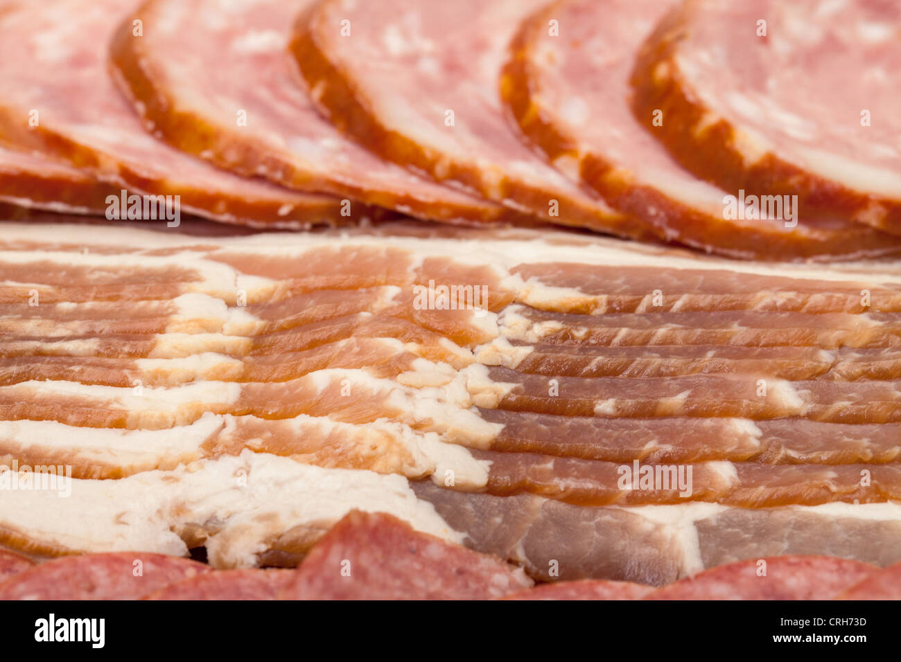Assorted Slice Sausage and Bacon, closeup Stock Photo Alamy