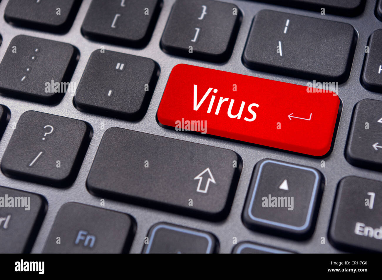 computer virus from internet, with message on enter key of keyboard ...