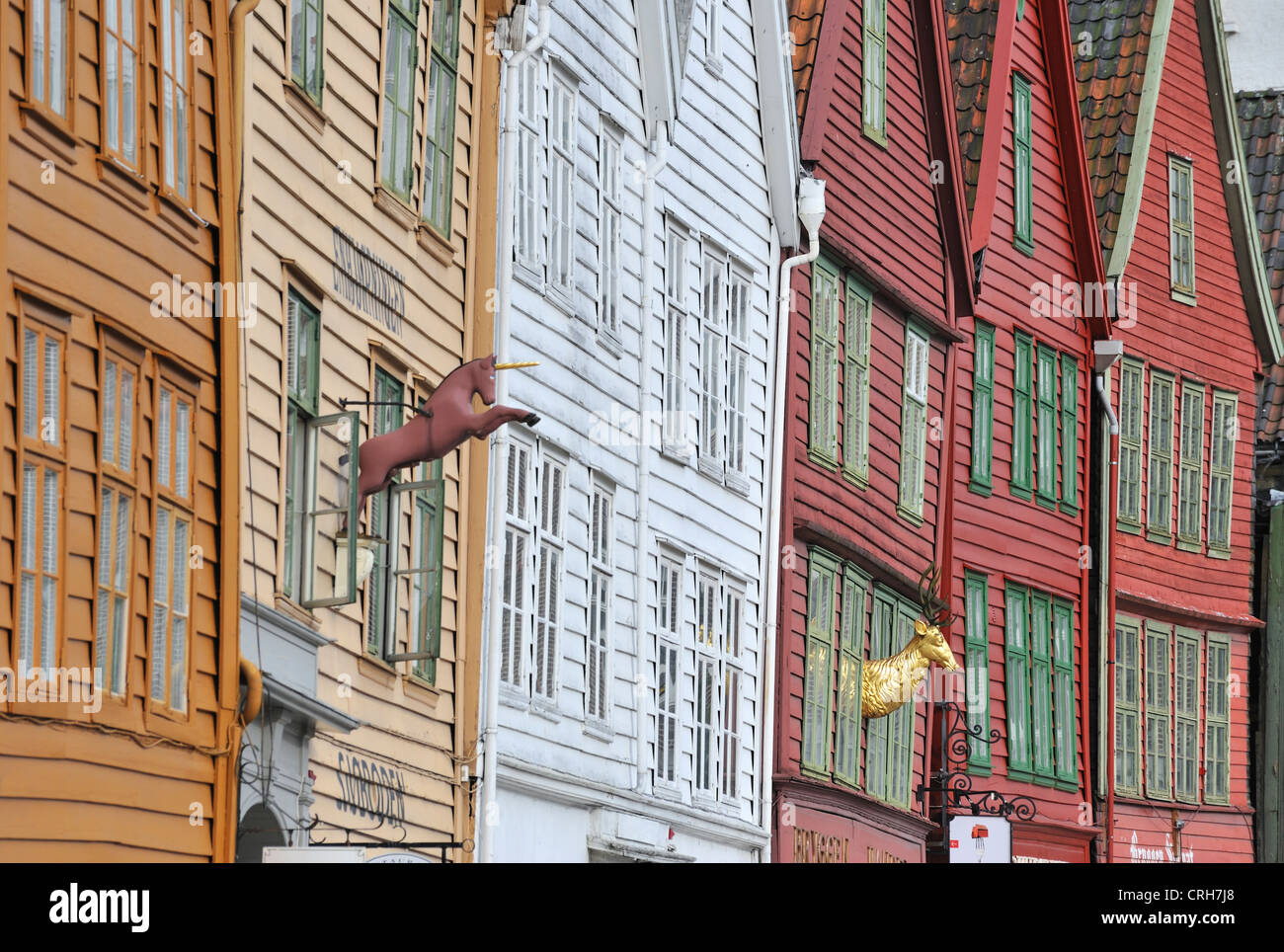 Old wooden warehouses in Bryggen, Bergen, Norway Stock Photo - Alamy