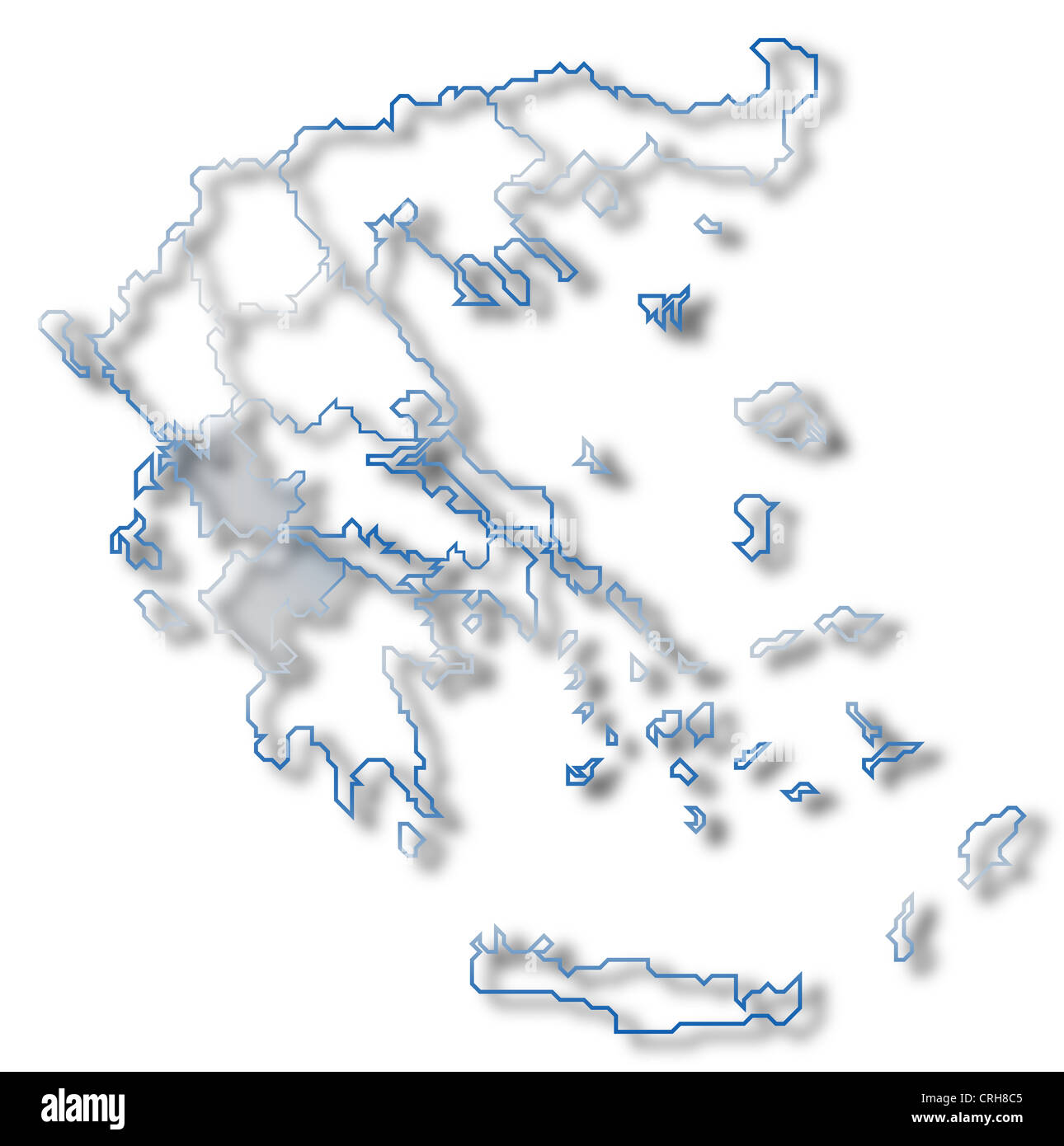Political map of Greece with the several states where West Greece is
