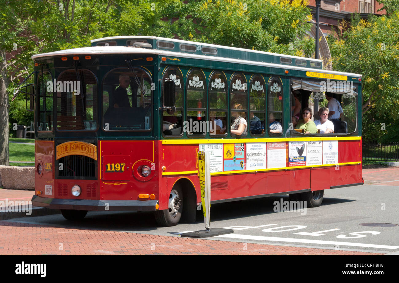City tour bus in Salem, Essex County, Massachusetts, USA Stock Photo