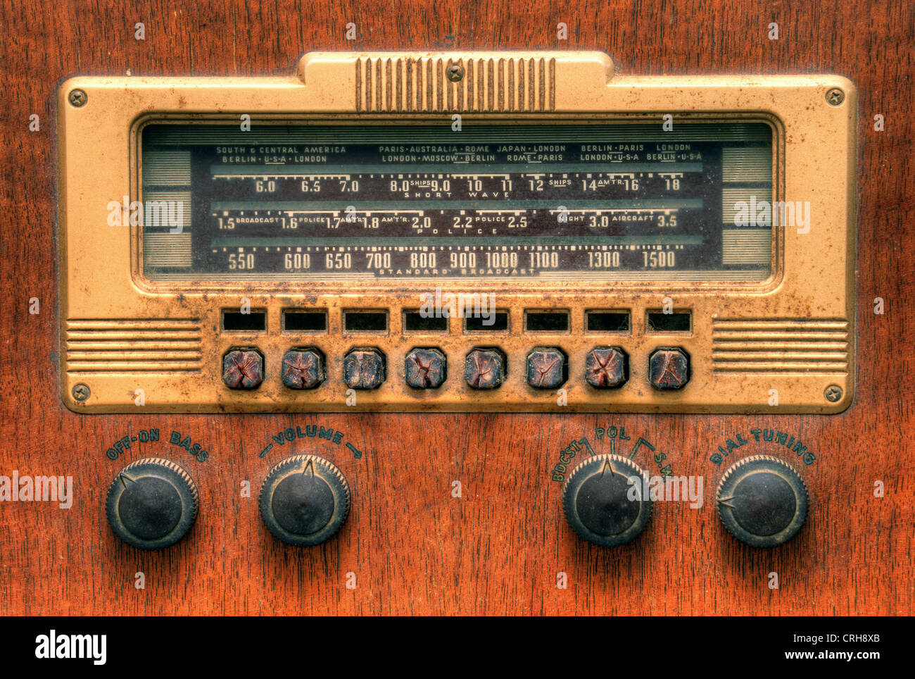 Antique radio dial Stock Photo