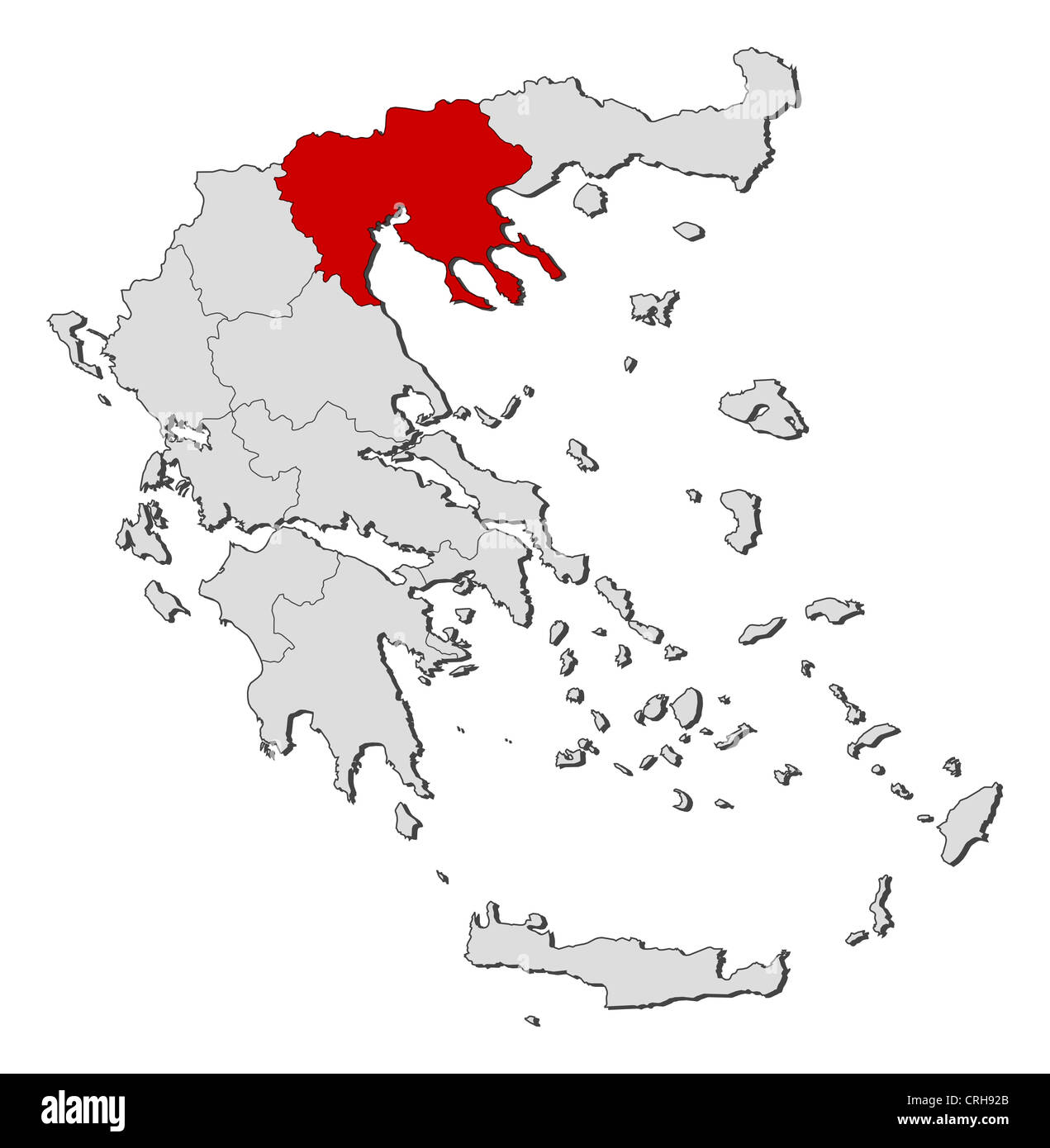 Political map of Greece with the several states where Central Macedonia