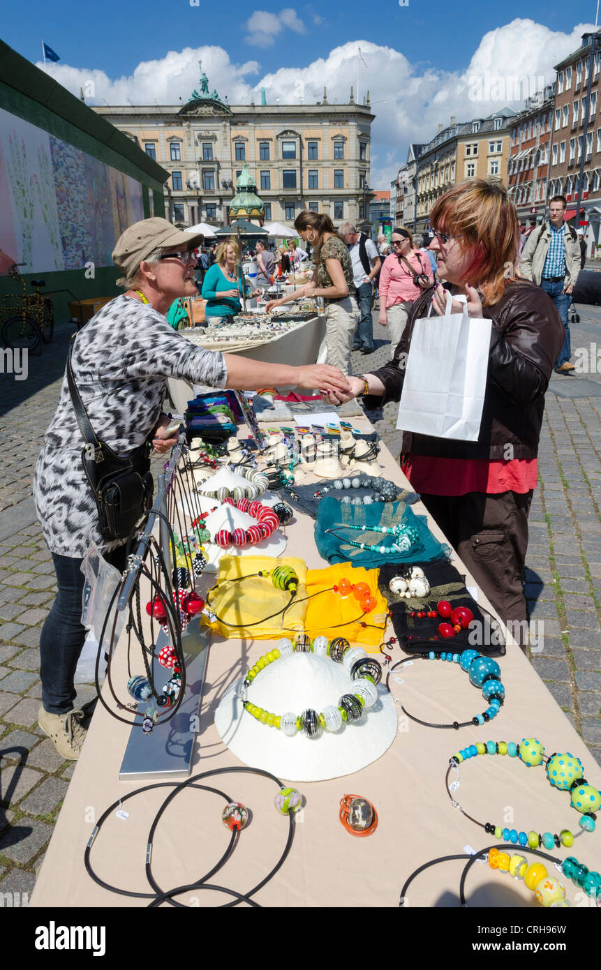 Outdoor street market at Nyhavn, Copenhagen, Denmark Stock Photo