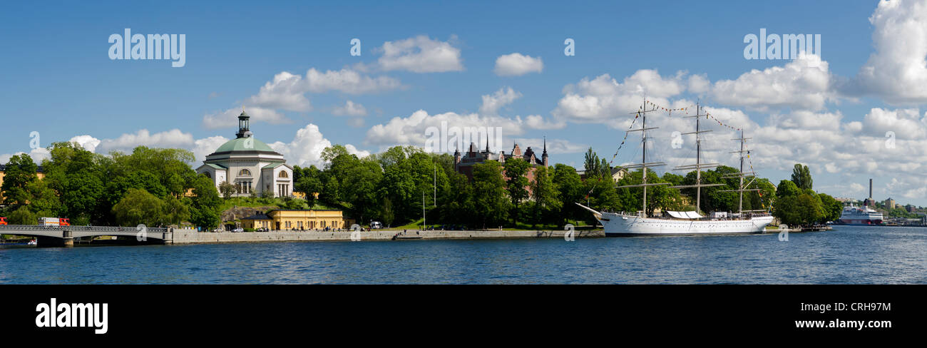 Af Chapman, ship now Youth Hostel at Skeppsholmen island in Stockholm, Sweden next to Admiralty House Stock Photo