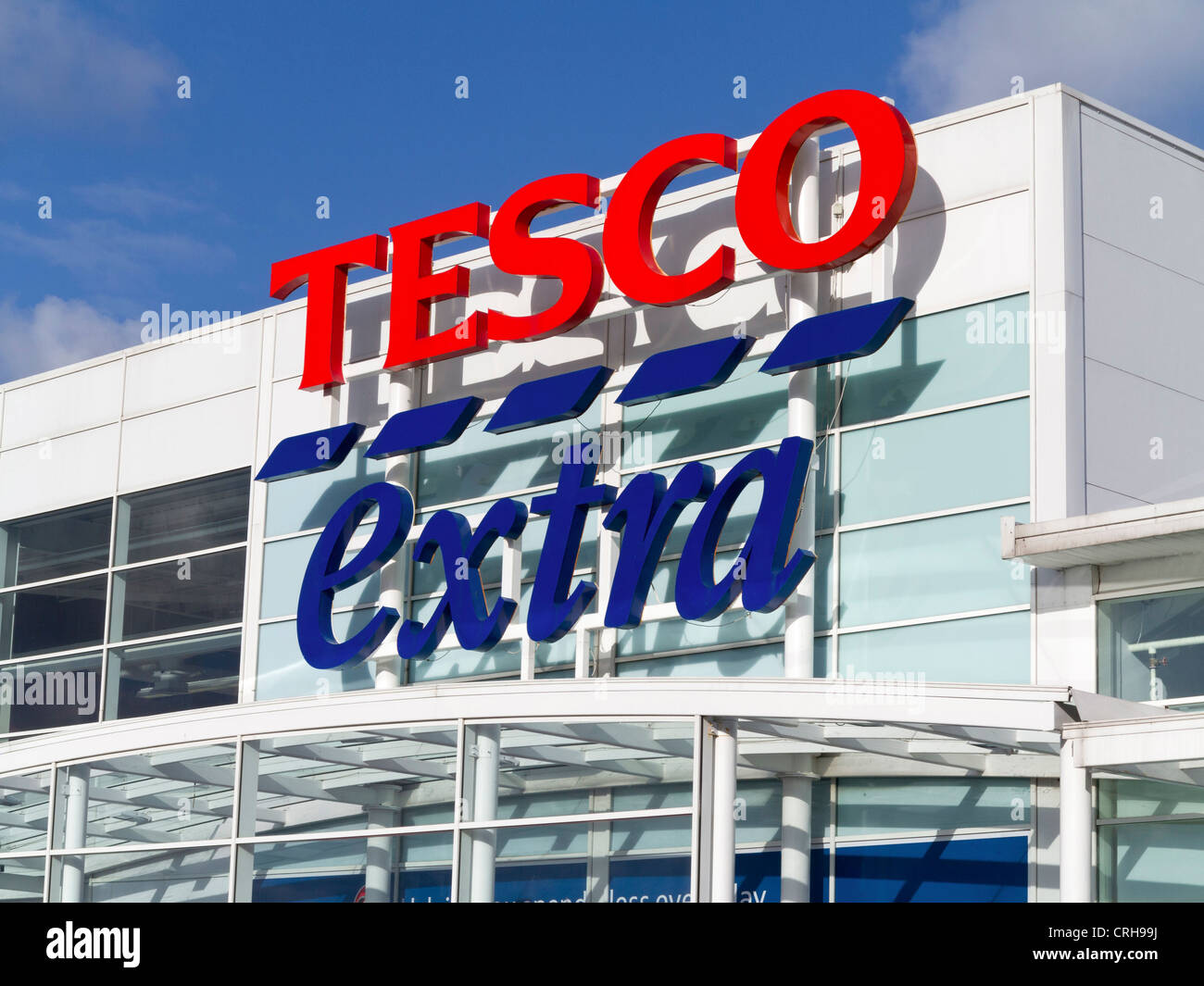 Tesco Extra store sign Stock Photo Alamy