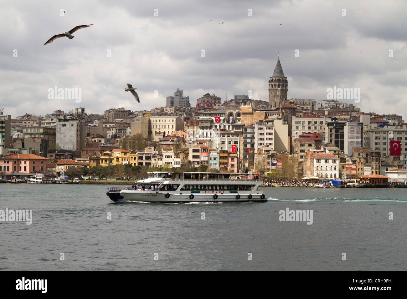 View of Beyoglu from the Galata bridge - Istanbul Stock Photo