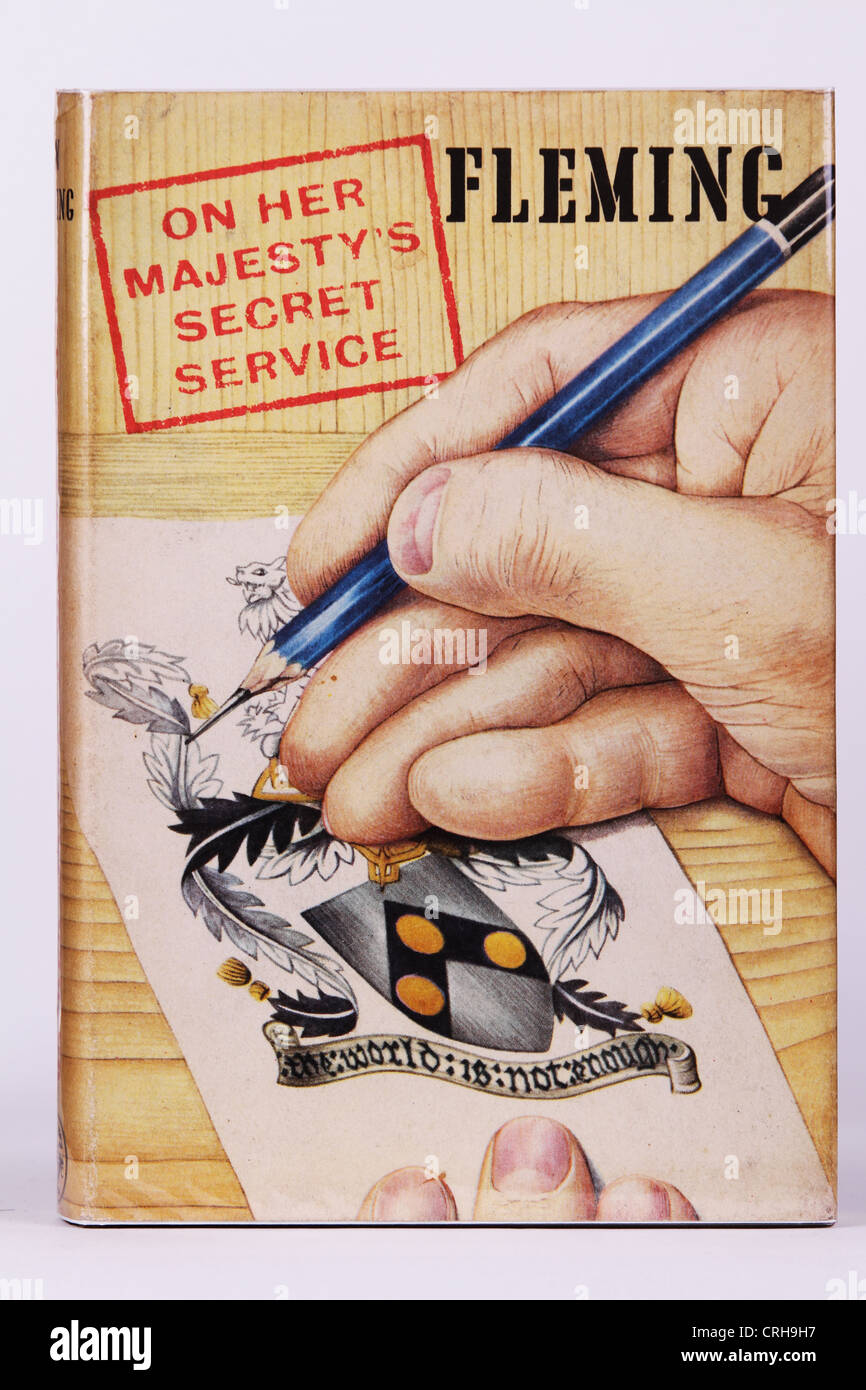 James Bond Book Cover On Her Majesty's Secret Service UK First Edition Stock Photo