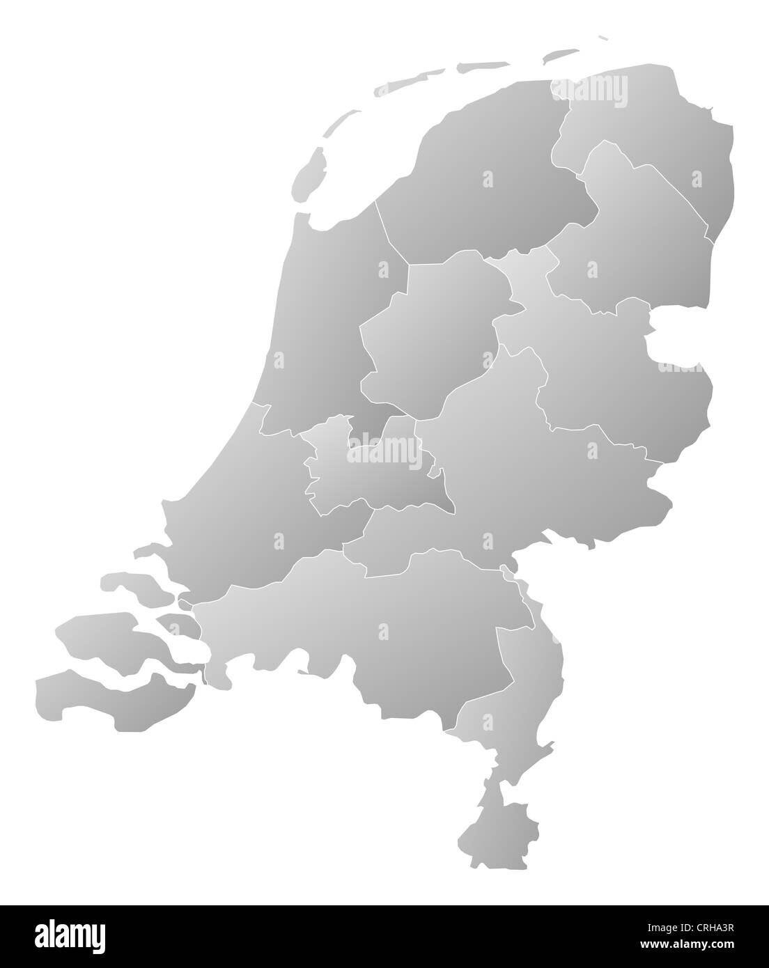 Political map of Netherlands with the several states. Stock Photo