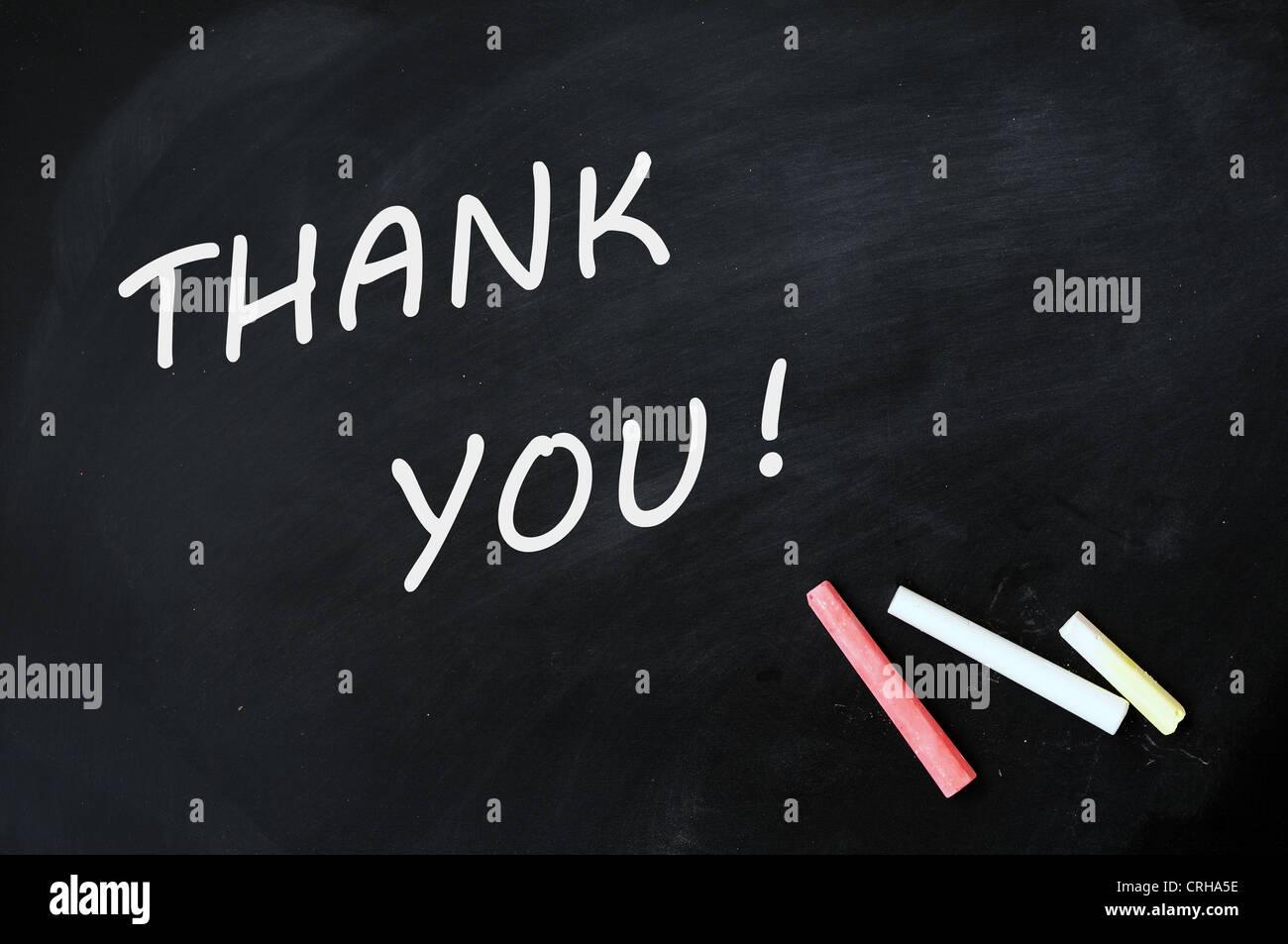 Thank You written on a blackboard with chalk Stock Photo - Alamy