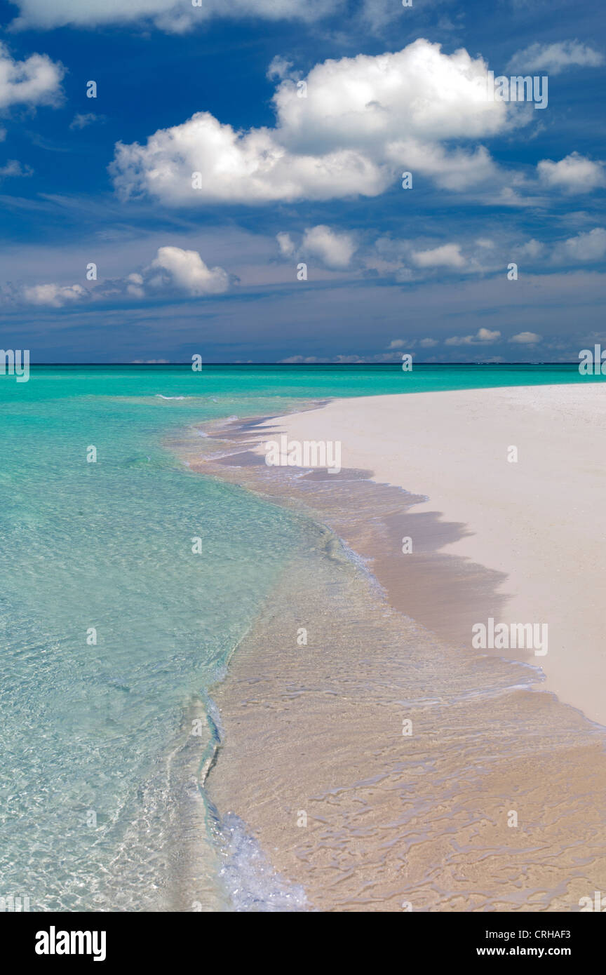 Shoreline of Fort George Cay, an uninhabited island. Turks and Caicos. Stock Photo