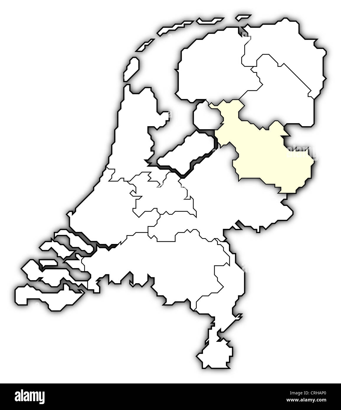 Political map of Netherlands with the