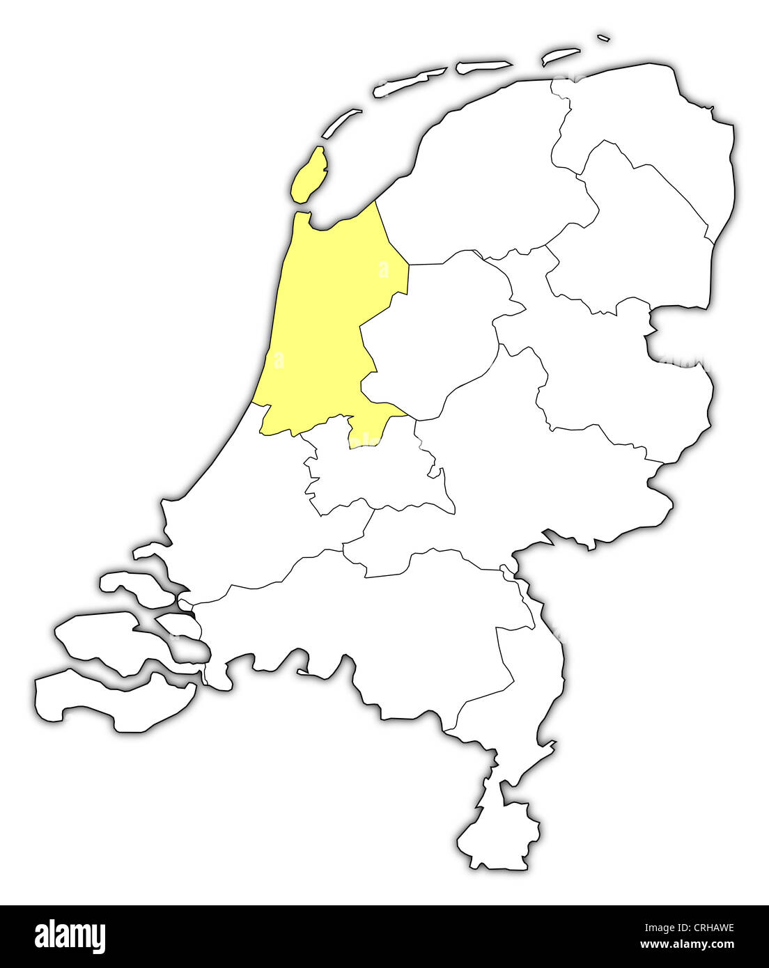 Political map of Netherlands with the several states where North