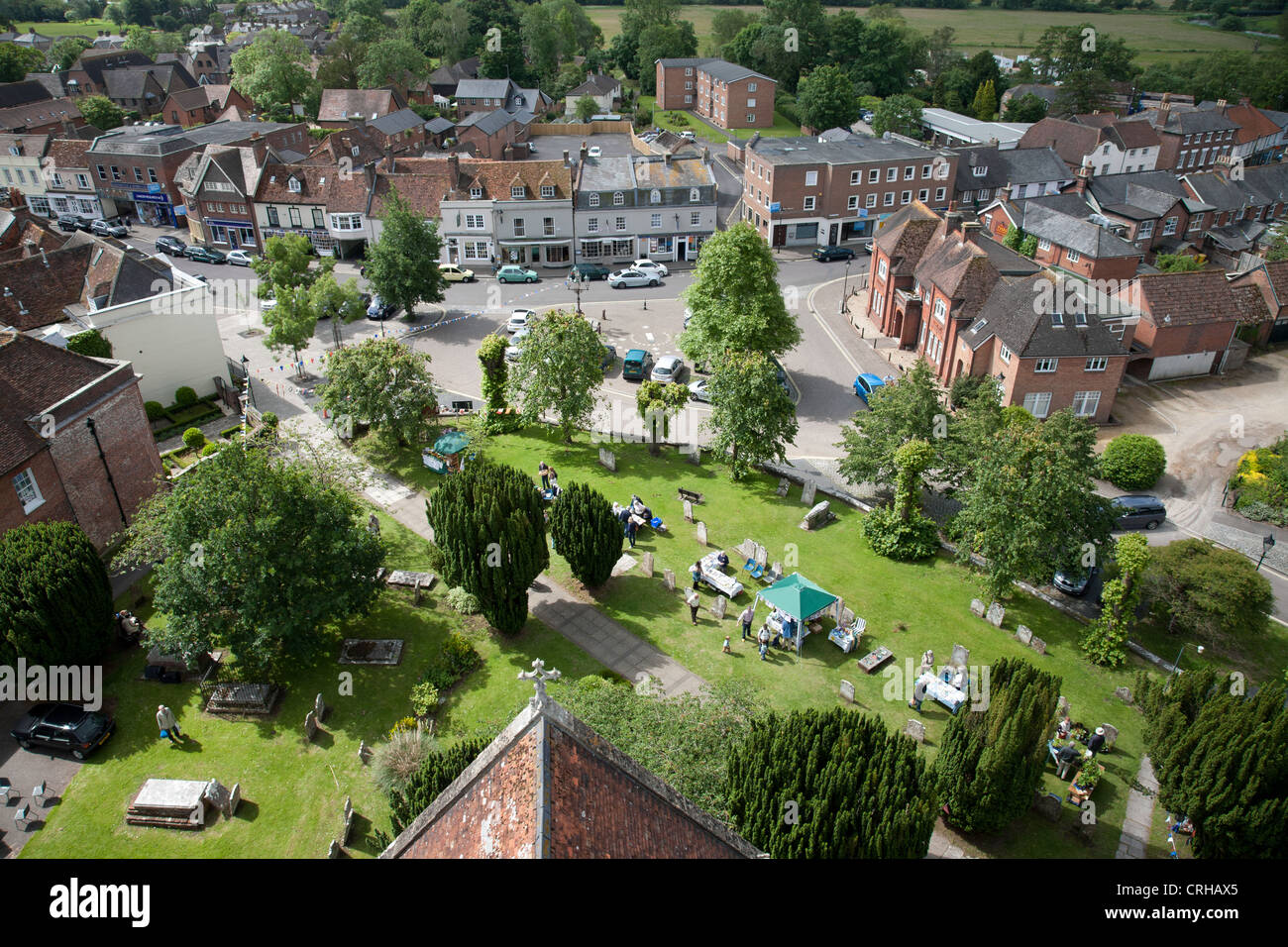 Ariel view of Ringwood taken from the church tower Stock Photo