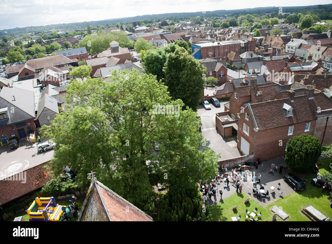 Ariel view of Ringwood taken from the church tower Stock Photo