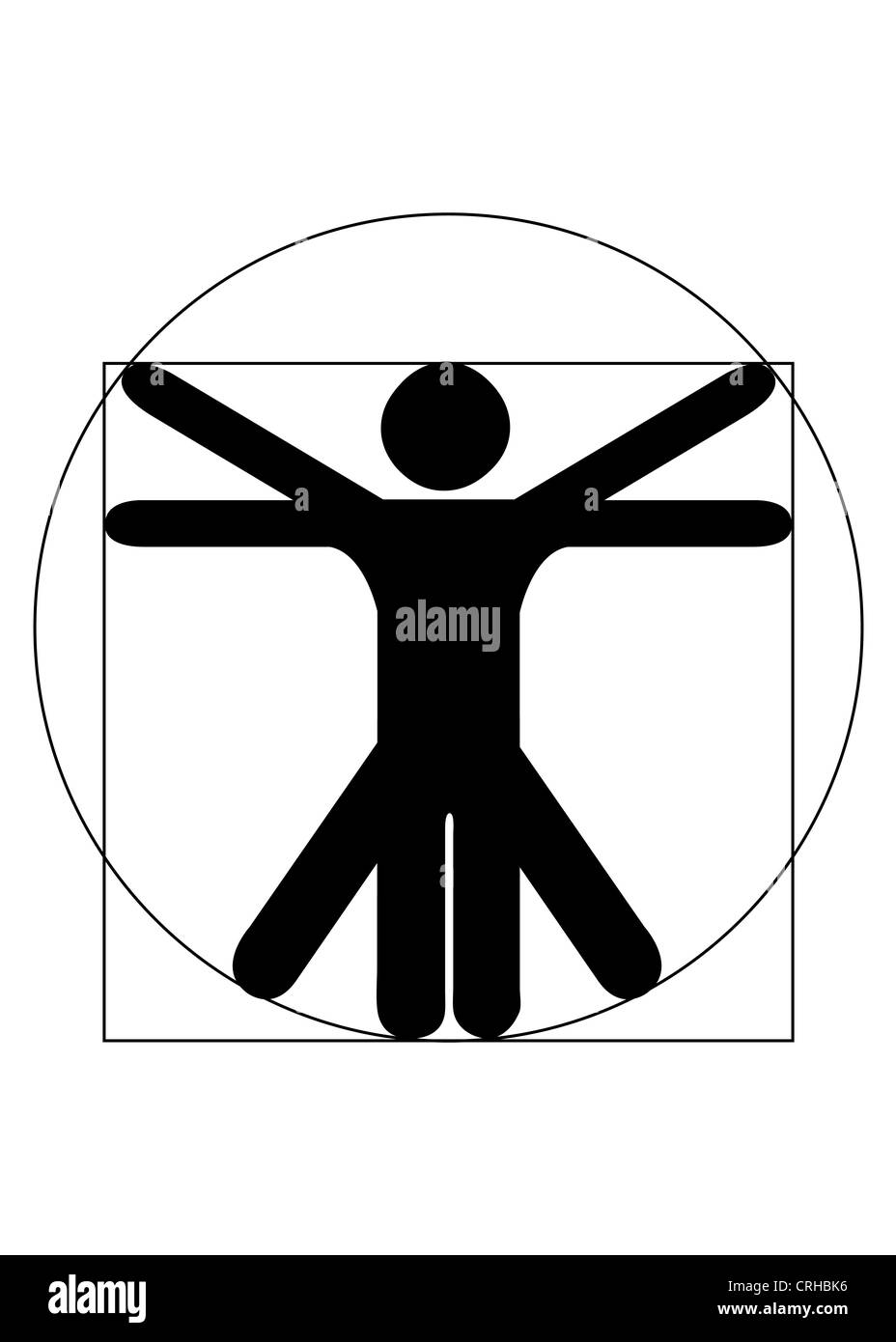 Stick figure as Leonardo Da Vinci´s Vitruvian Man Stock Photo