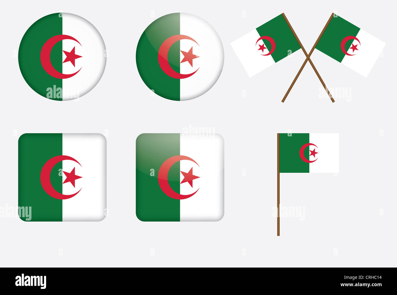 set of badges with flag of Algeria illustration Stock Photo