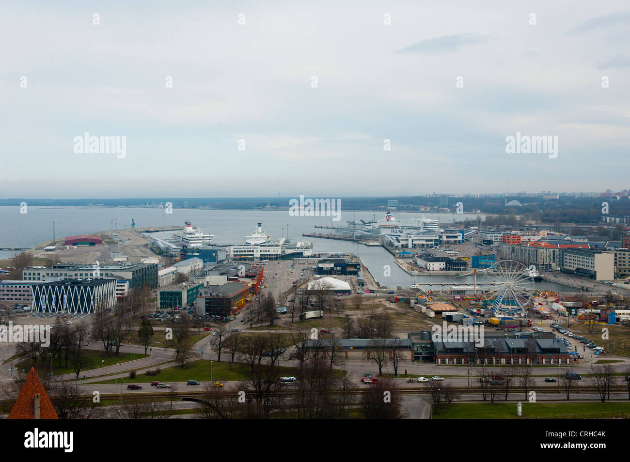 A view of the old town and new town in the distance in Tallinn, Estonia, Baltic States Stock Photo