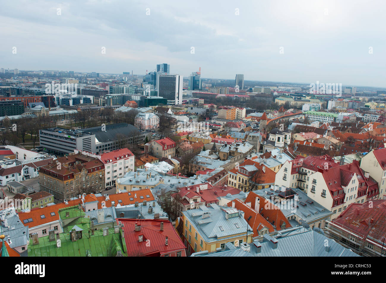 A view of the old town and new town in the distance in Tallinn, Estonia, Baltic States Stock Photo