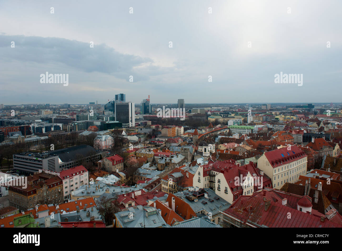 A view of the old town and new town in the distance in Tallinn, Estonia, Baltic States Stock Photo