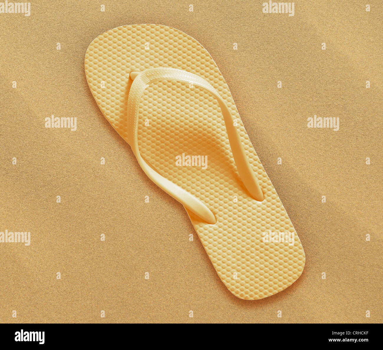 a pair of flip flops on the beach sand, Summer back concept Stock Photo ...