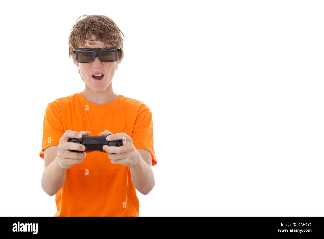 child playing game with video gamer glasses Stock Photo Alamy