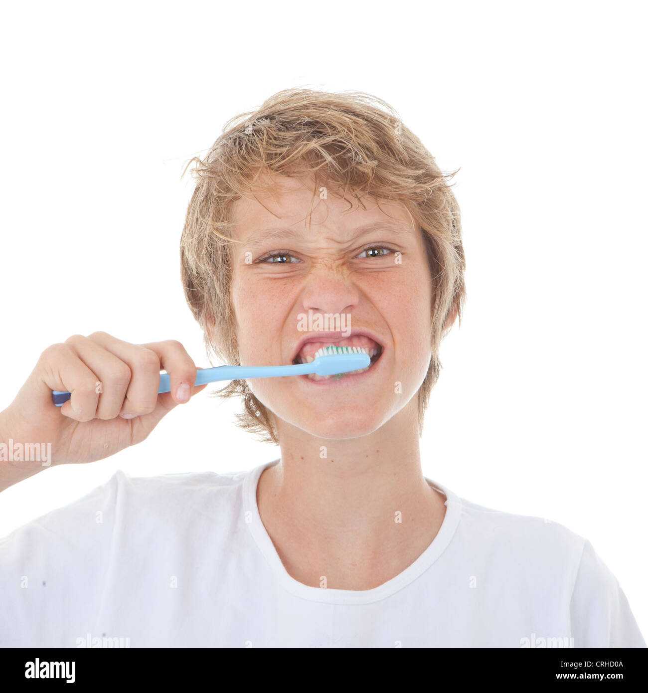 child brushing teeth with toothbrush and toothpaste Stock Photo Alamy
