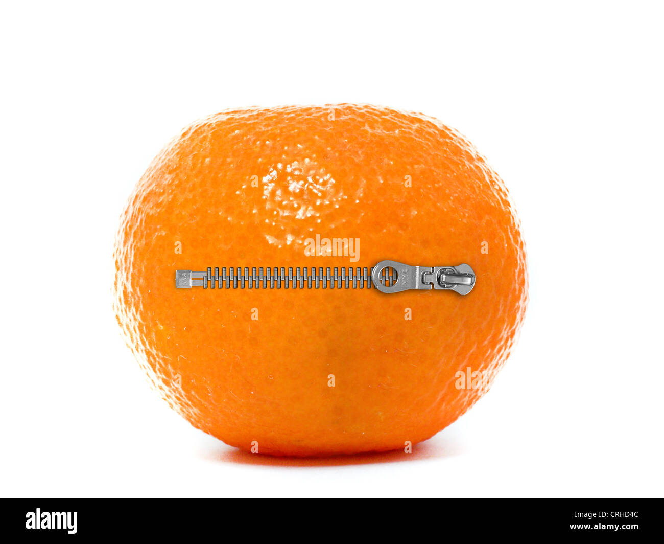 Fresh Clementine with zipper isolated on a white background Stock Photo
