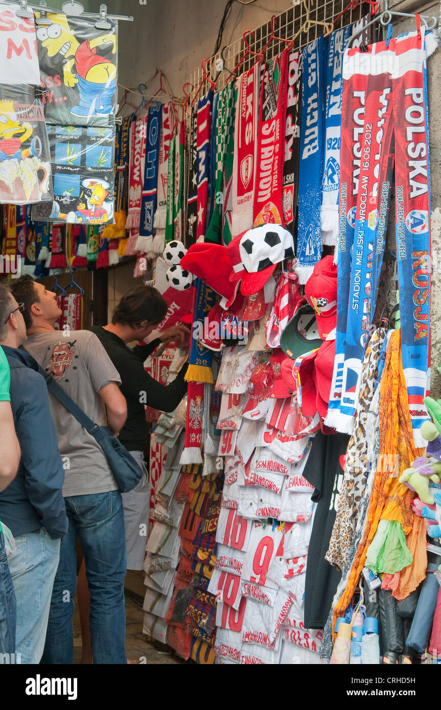 Football scarves shop in Krakow Poland Stock Photo
