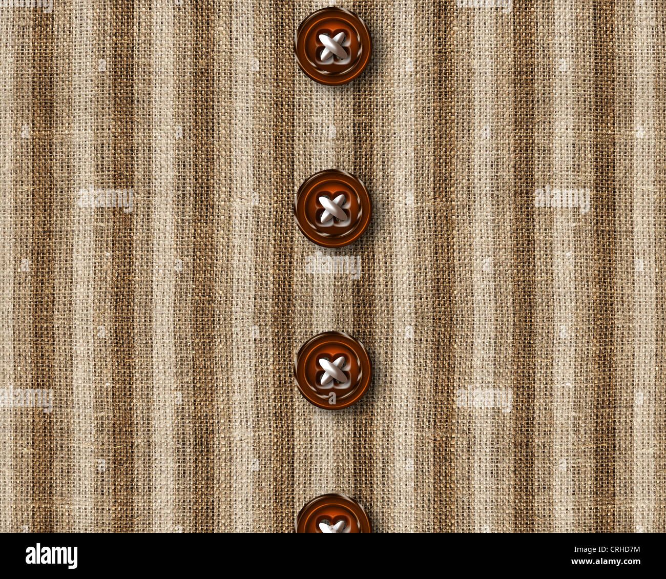 wooden Cloth buttons on brown shirt. Stock Photo