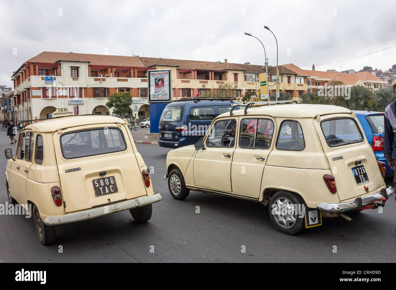 Renault 4 cars on street, Antananarivo, Madagascar Stock Photo