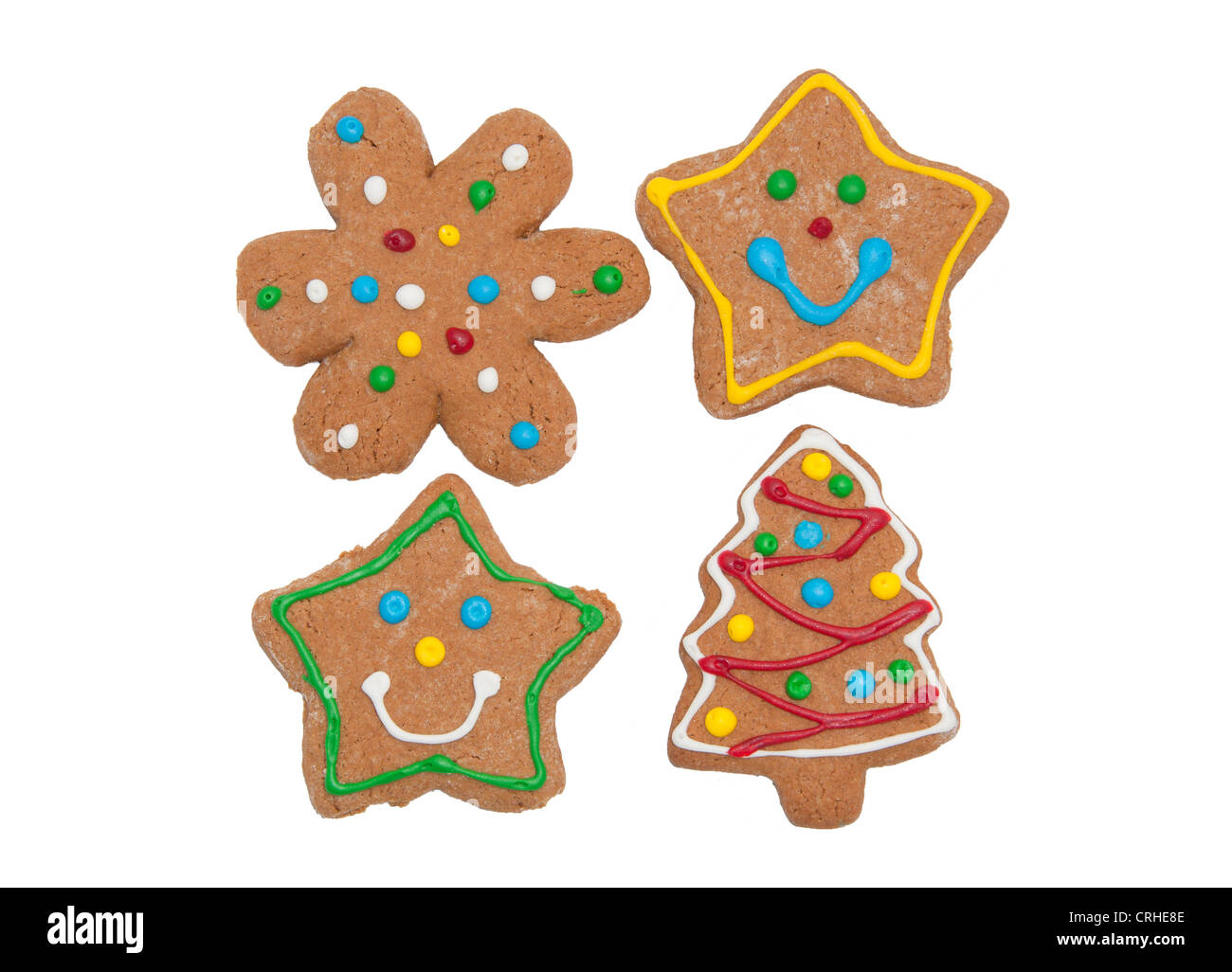 Assortment of colorful gingerbread cookies, on white Stock Photo