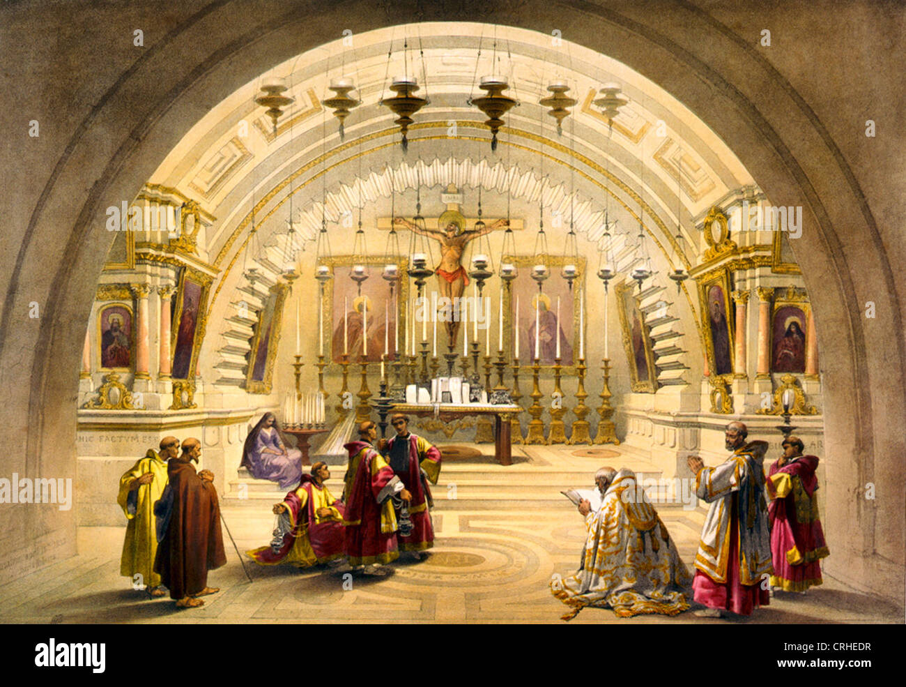 The Church of the Holy Sepulcher, Calvary, Jerusalem 1839 Stock Photo