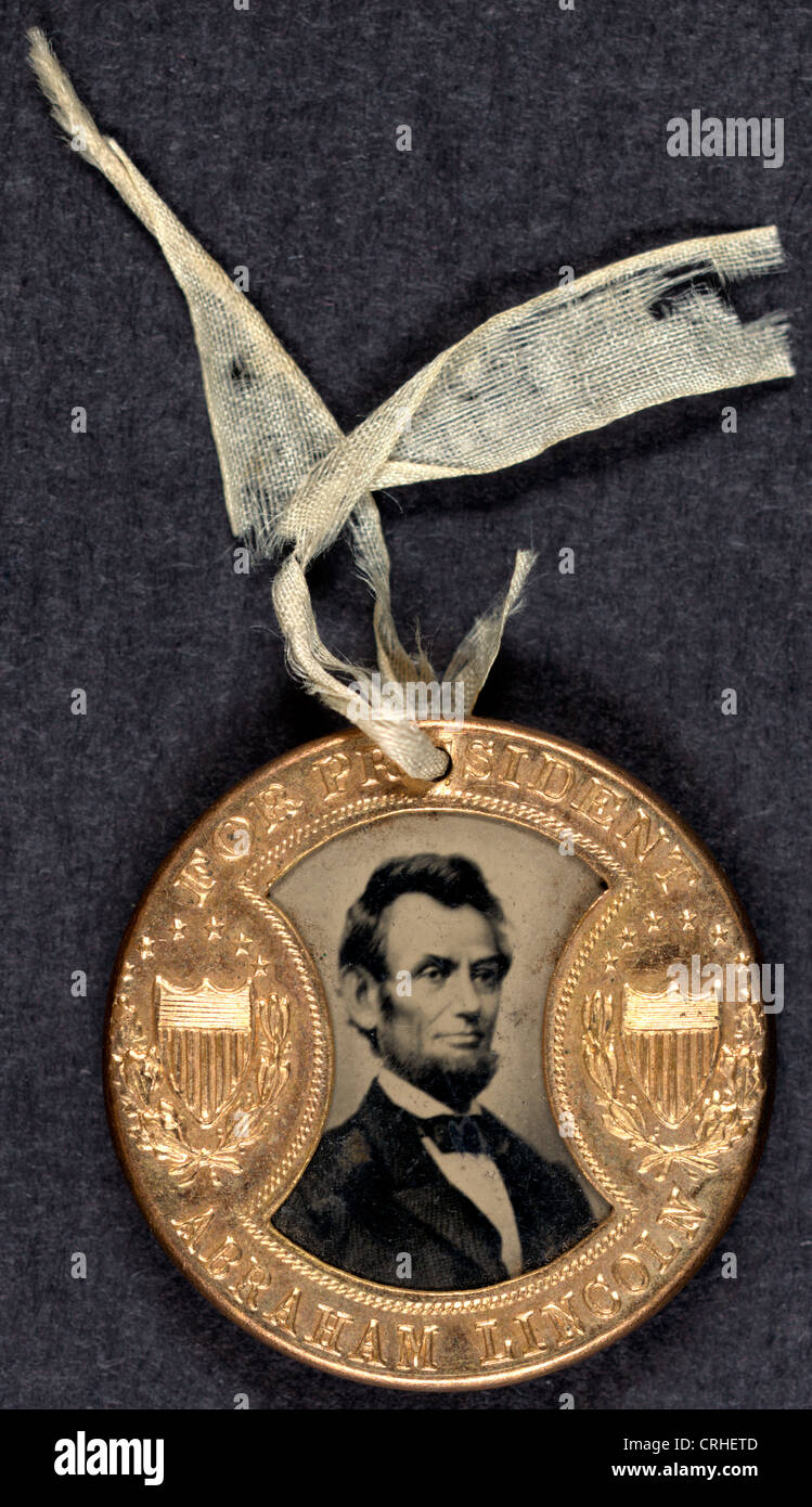 For president Abraham Lincoln - For vice president Andrew Johnson (1864 USA presidential campaign button) Stock Photo
