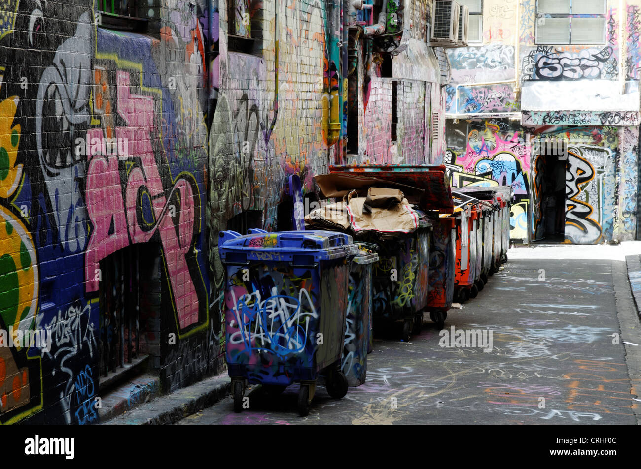 The heavily graffitied Union Lane in Melbourne Australia Stock Photo