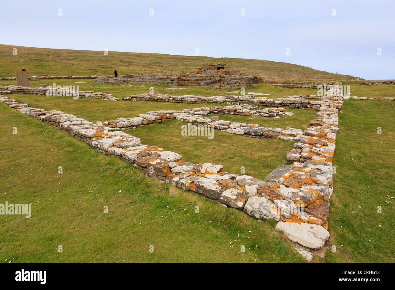 Remains of Pictish and Norse settlement with 12th century church excavated on Brough of Birsay Orkney Islands, Scotland, UK Stock Photo