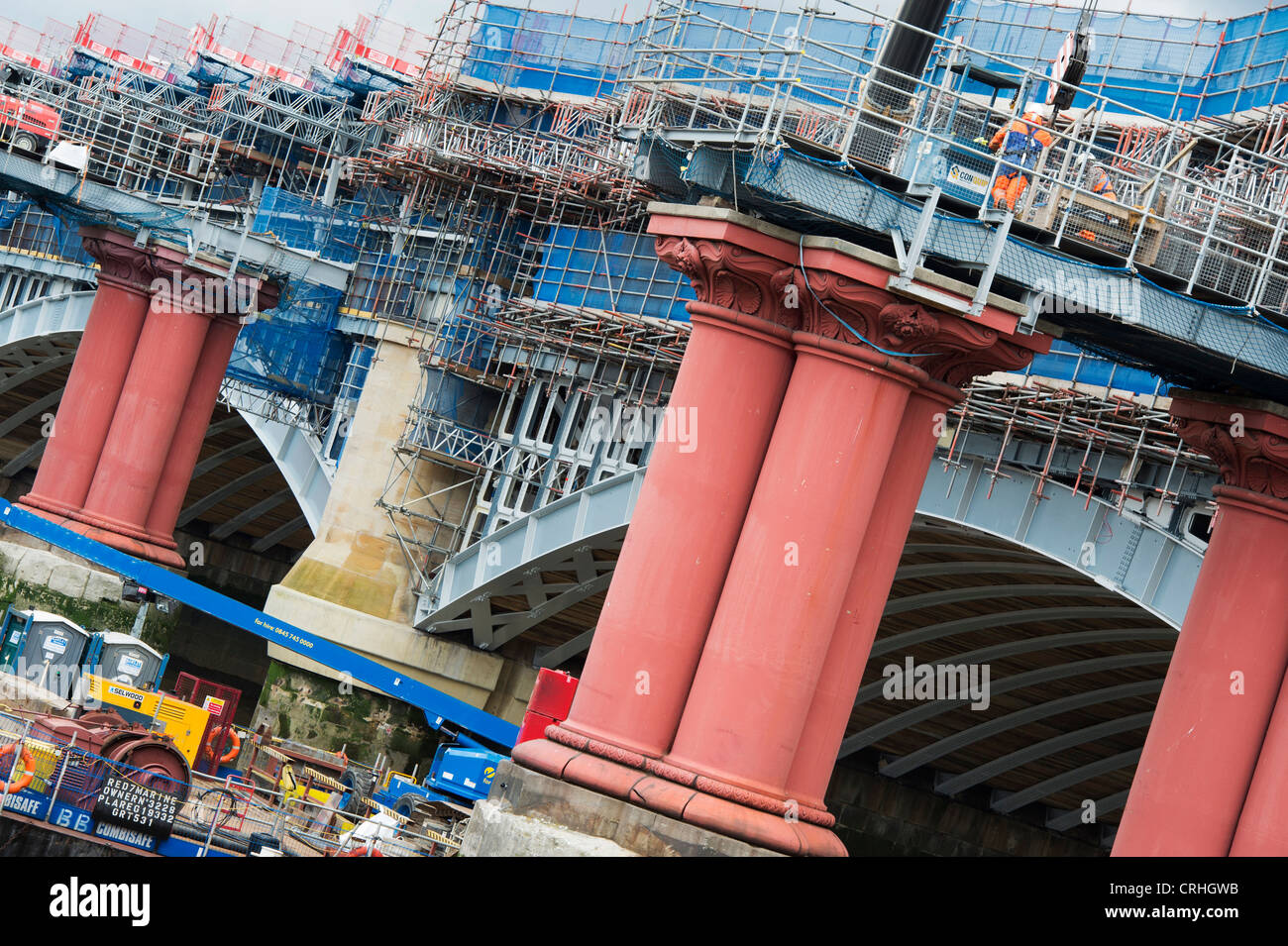 Blackfriars bridge repairs. City of Westminster, London, England Stock Photo