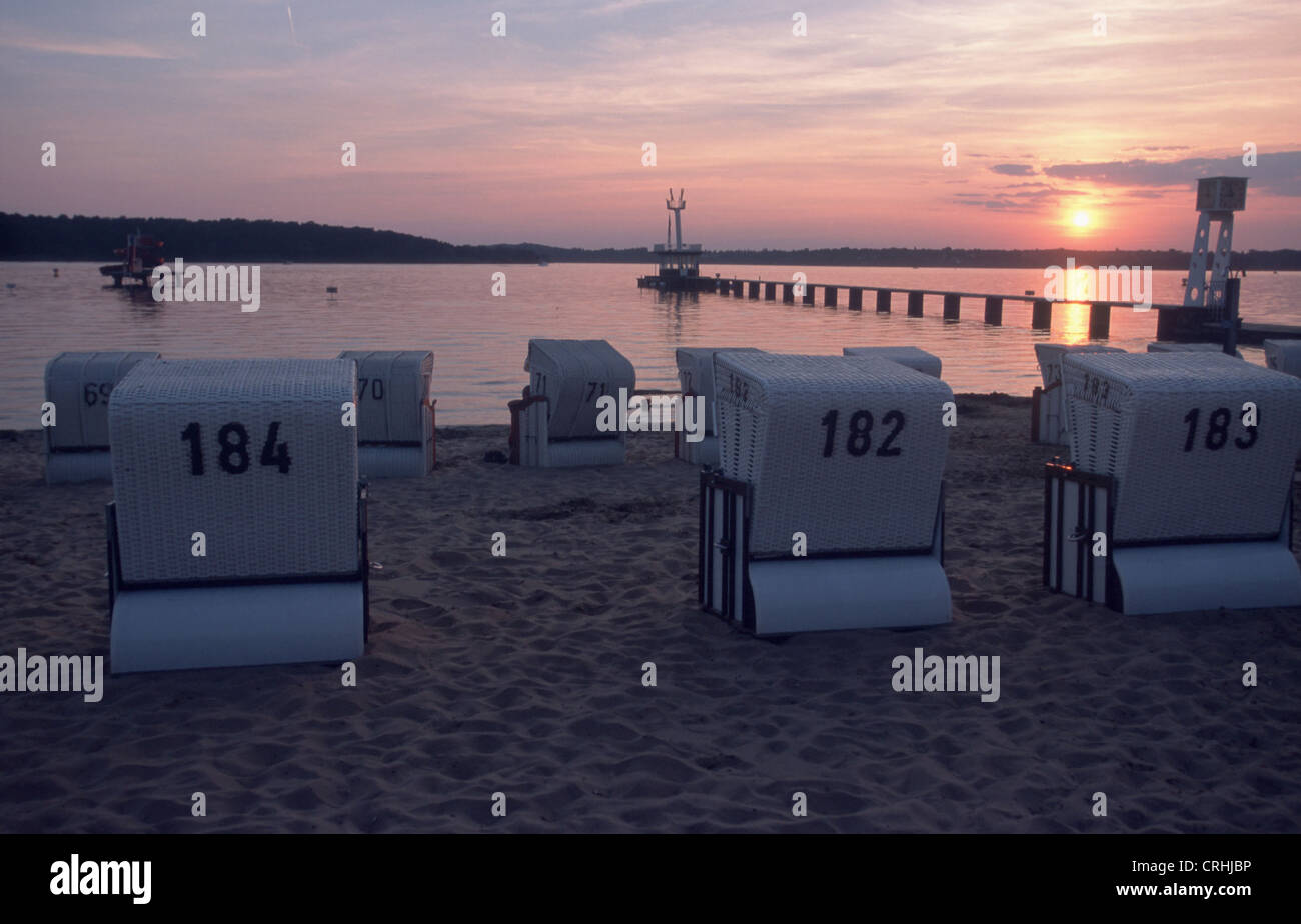 Berlin, Germany, Berlin's Wannsee beach at sunset Stock Photo