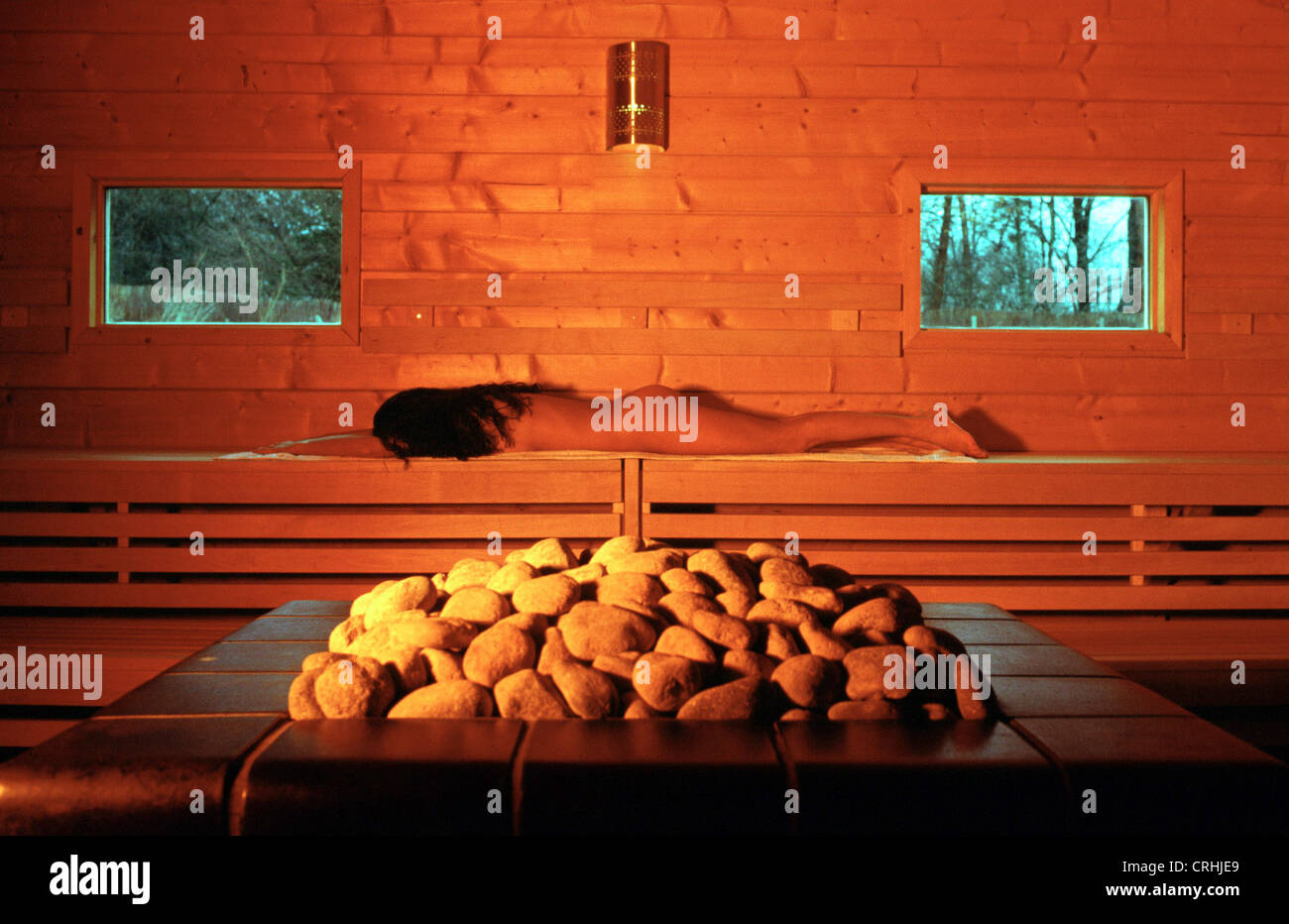 Sigmaringen, Germany, sauna in Finnish log cabin sauna Stock Photo Alamy