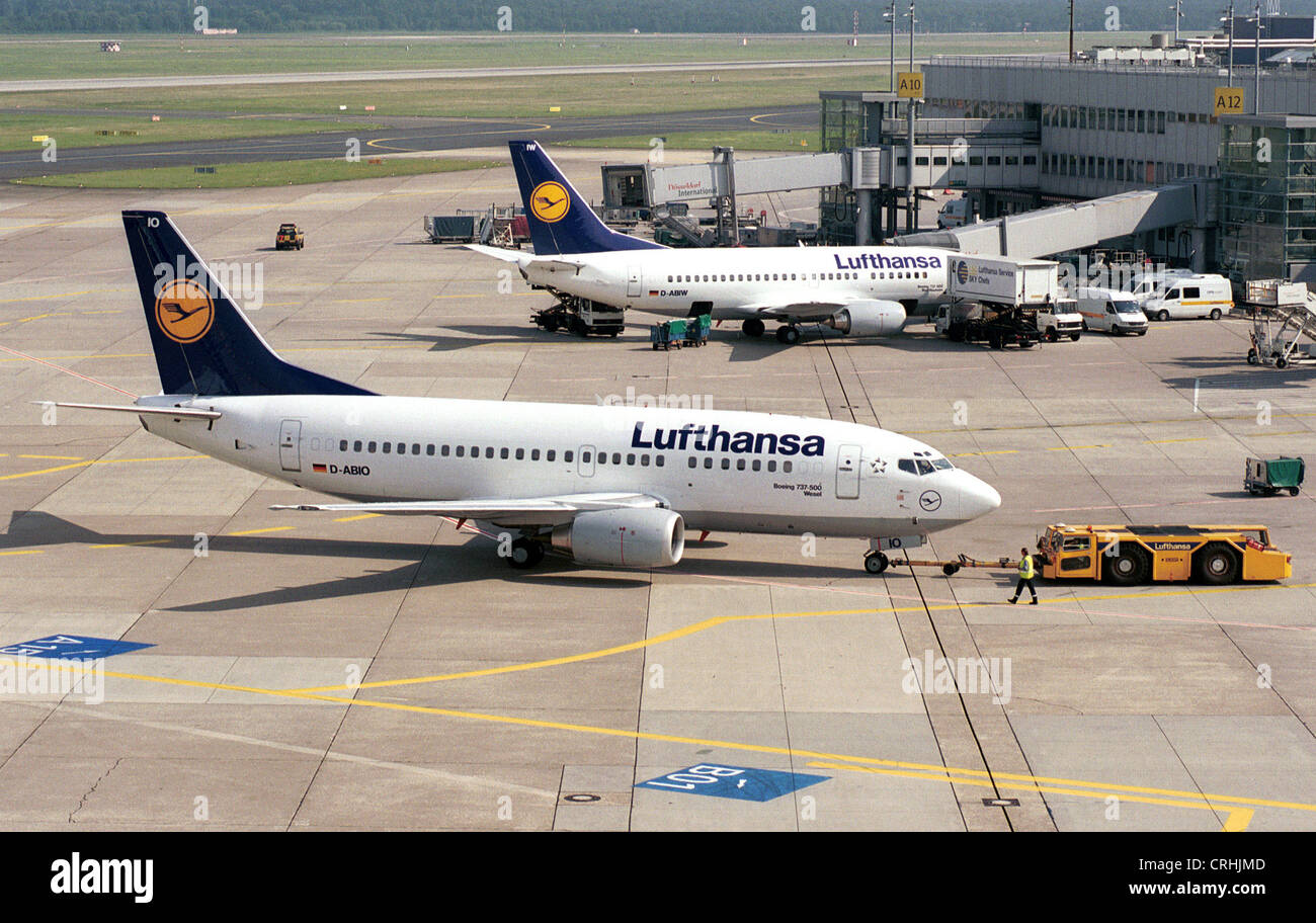 Duesseldorf, Germany, aircraft in the Lufthansa Stock Photo