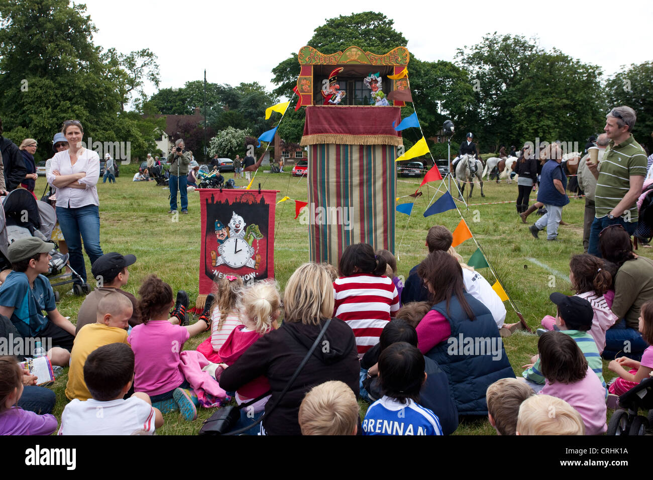 Punch & Judy puppet show at summer fair. Stock Photo