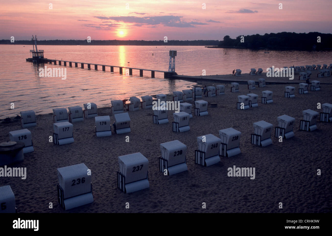 Berlin, Germany, Berlin's Wannsee beach at sunset Stock Photo