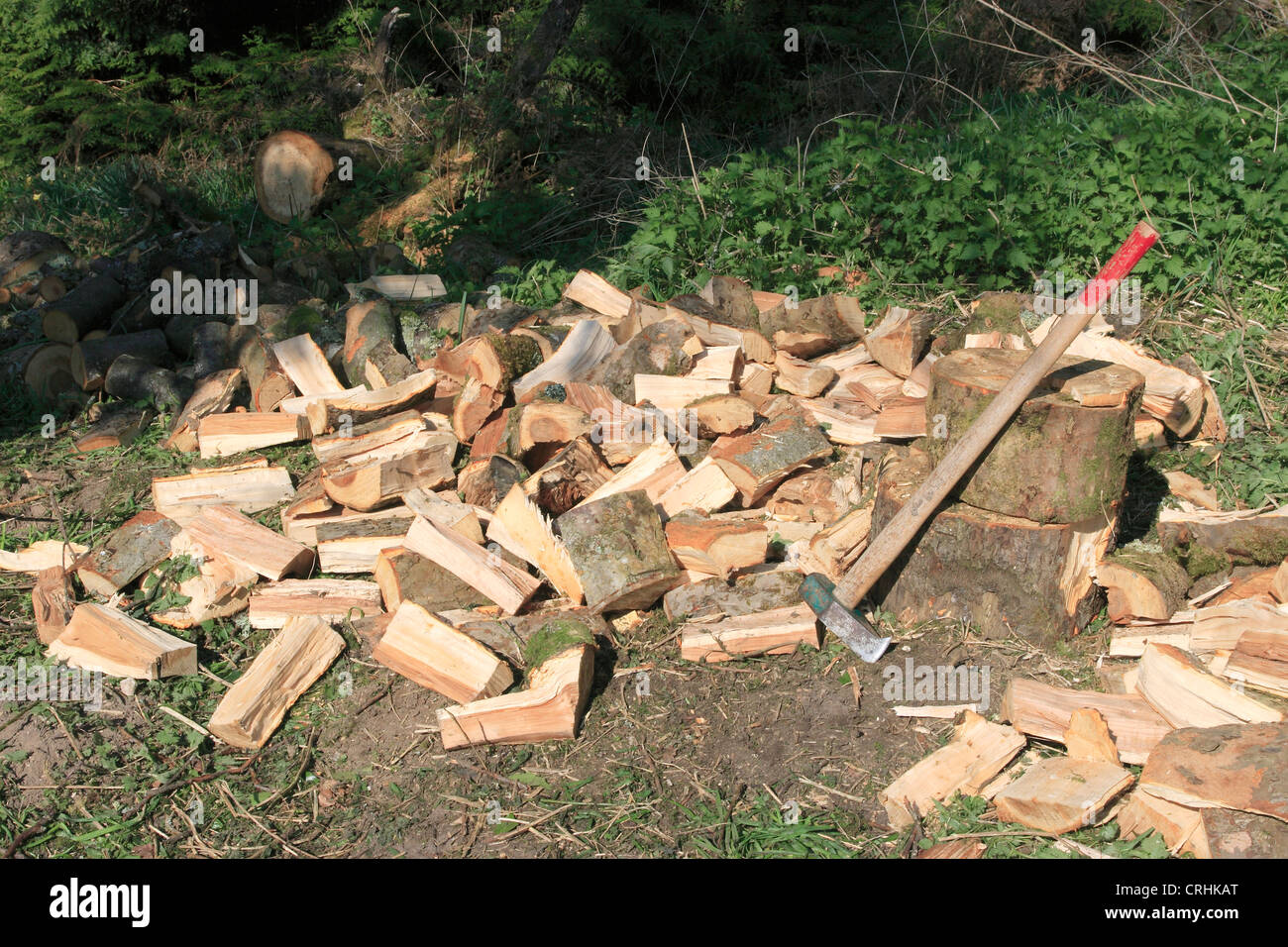 Split Logs & Splitting Maul Stock Photo