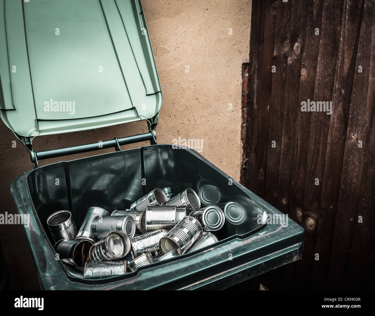 Aluminum cans in recycling bin Stock Photo Alamy