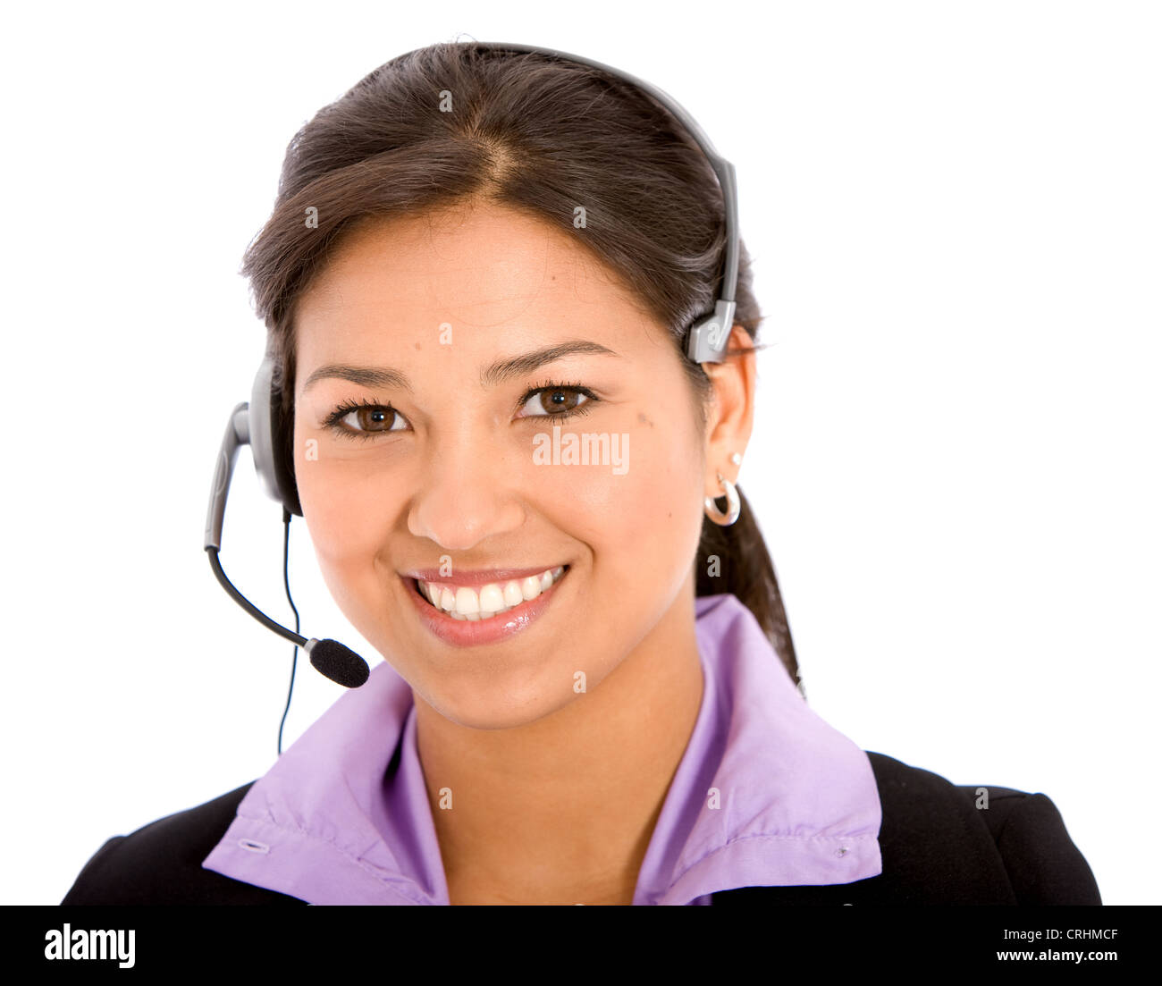 business customer support woman with headset smiling Stock Photo Alamy