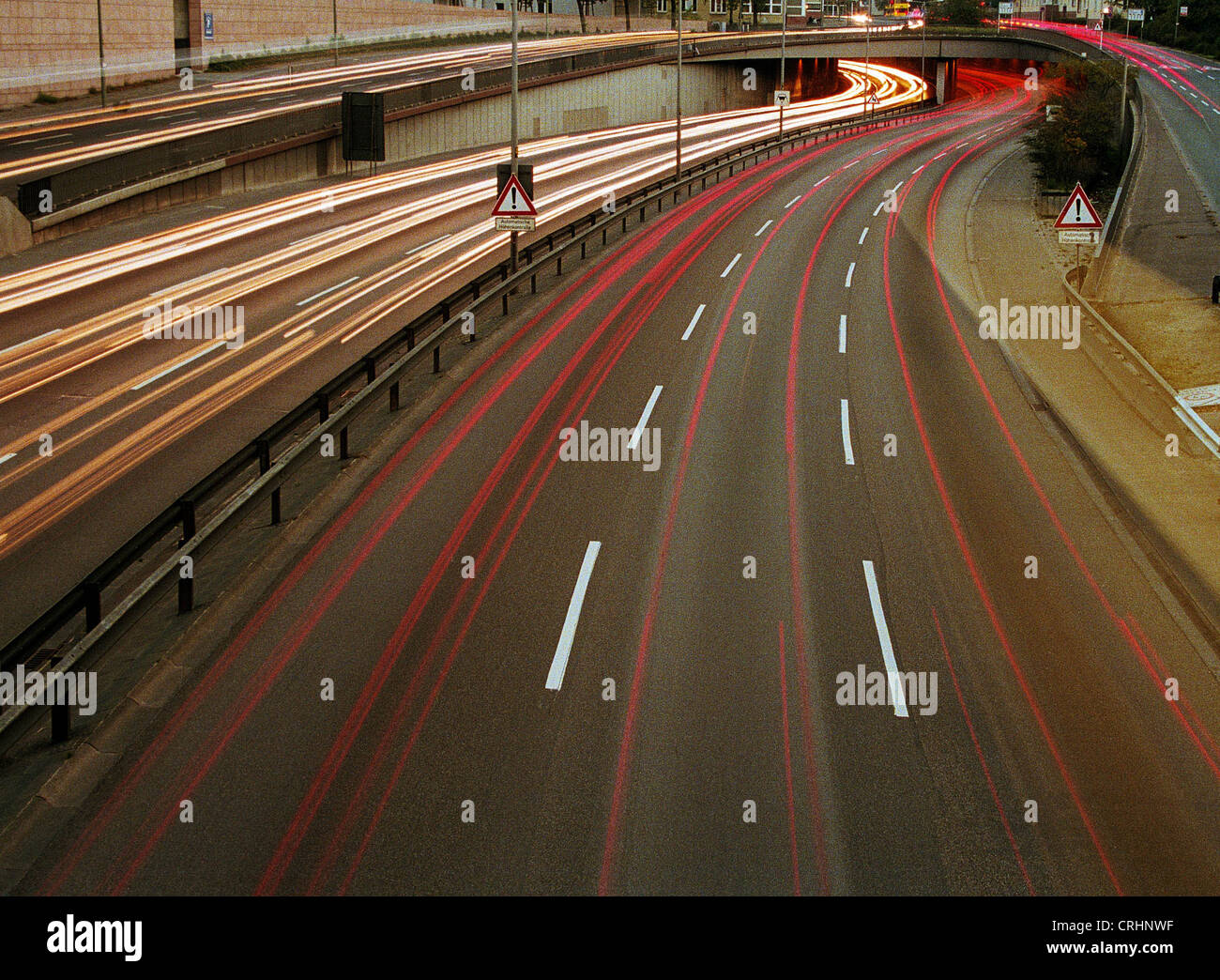 Berlin, Germany, city highway at night with light trails Stock Photo ...