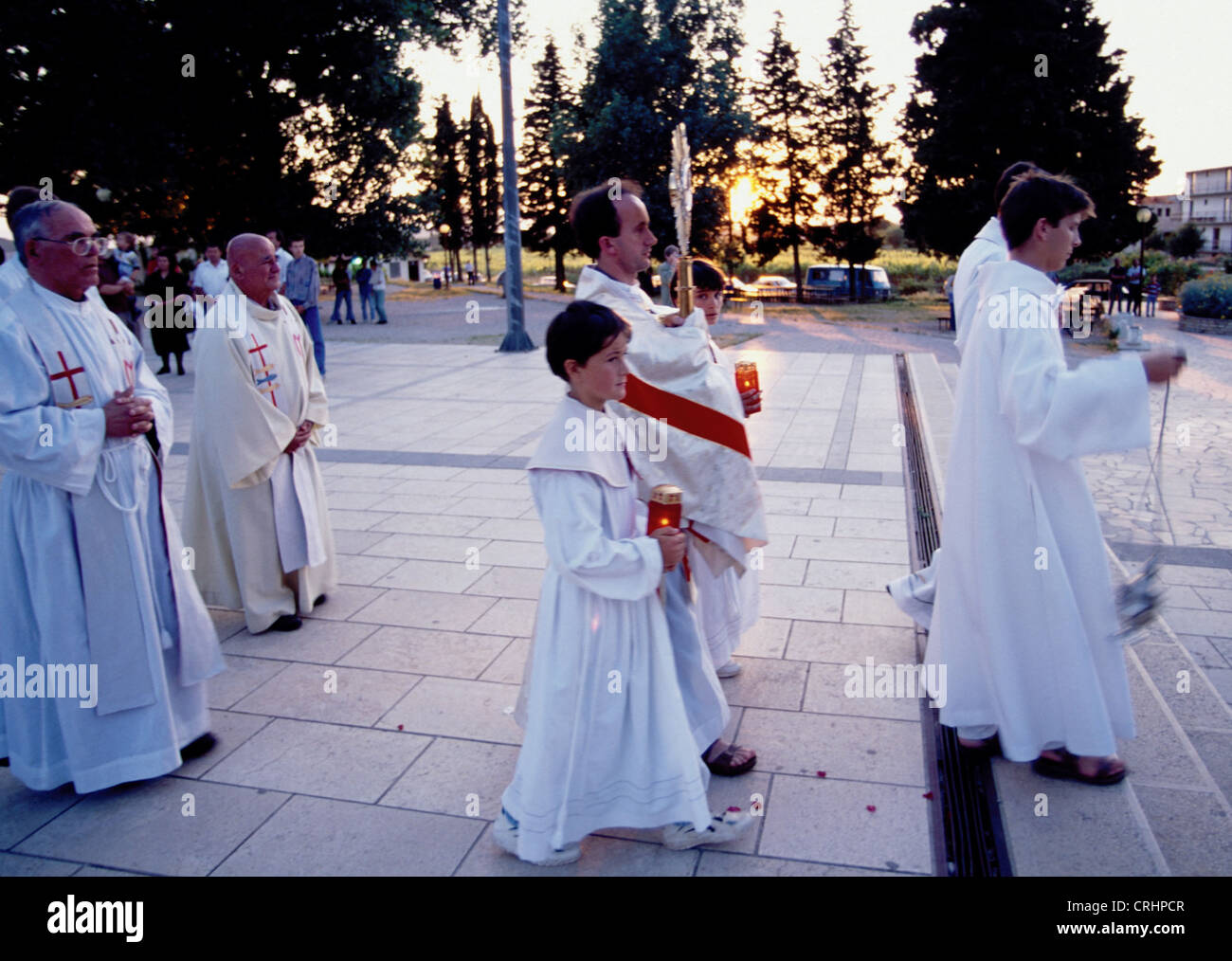 Medjugorje, Bosnia and Herzegovina, the procession of priests Stock Photo