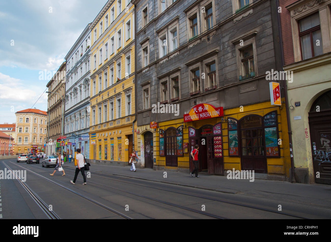 Seifertova street Zizkov district Prague Czech Republic Europe Stock Photo