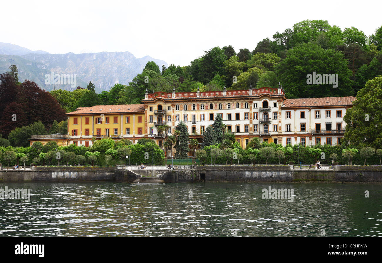 The semi derelict abandoned Hotel Grande Bretagne in Bellagio Lake Como, Lombardy, Italian Lakes, Italy Stock Photo